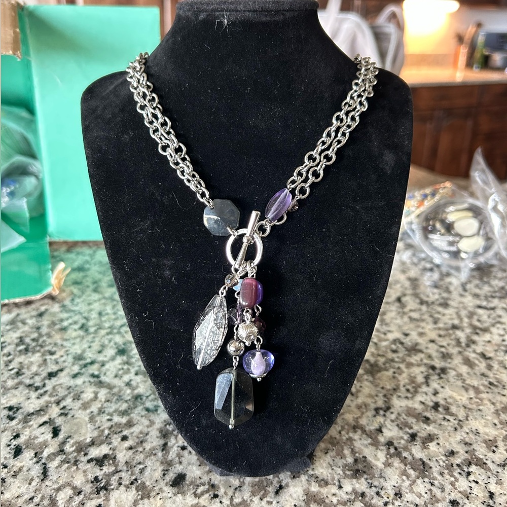 Lia Sophia Silver and Purple Charm Necklace